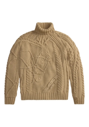 Ralph Lauren Purple Label equestrian-motif cable-knit sweater - Neutrals