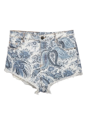 Etro Pre-Owned paisley-print denim shorts - Blue