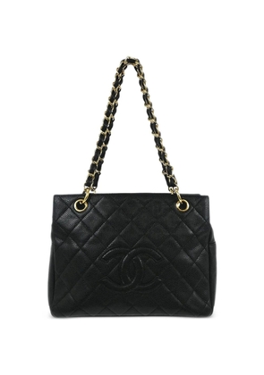 CHANEL Pre-Owned 2002 Petite Timeless chain leather tote bag - Black