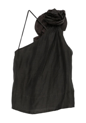 Mes Demoiselles rose-embellished one-shoulder top - Black