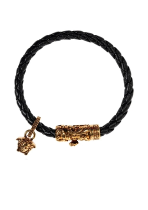 Versace Medusa braided leather bracelet - Black