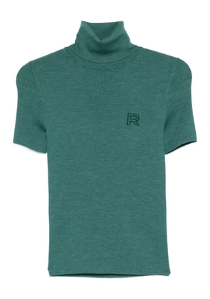 Rochas turtleneck logo-patch top - Green