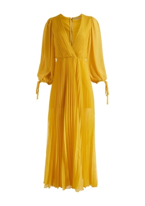 alice + olivia Nya pleated V-neck maxi day dress - Yellow