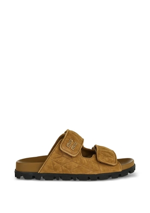 Miu Miu suede double-band sandals - Brown