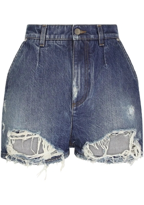 Dolce & Gabbana distressed high-rise denim shorts - Blue