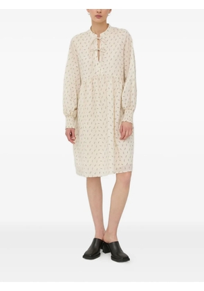 Bruuns Bazaar tie-neck printed midi dress - Neutrals