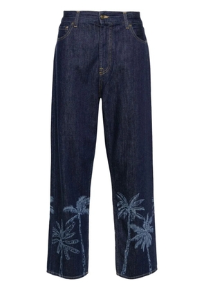 Alanui graphic-print cotton straight-leg jeans - Blue