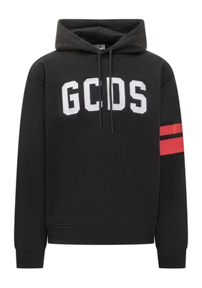 GCDS stripe-sleeve hoodie - Black