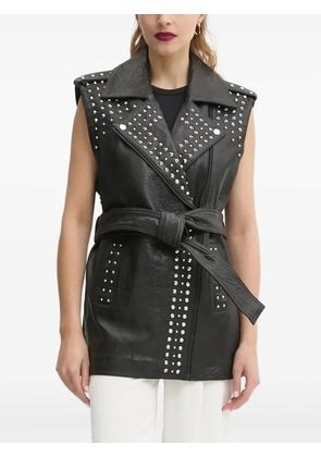 Bruuns Bazaar studded belted leather vest - Black
