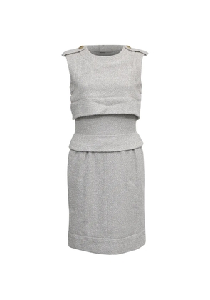 CHANEL Pre-Owned 2016 bouclé tiered dress - Grey