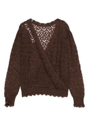 TWINSET crochet-detail wrap sweater - Brown