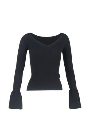 SANDRO Ribbed bell-sleeved top - Black