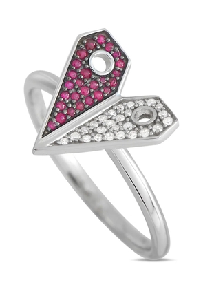 LB Exclusive 14K white gold Heart diamond and ruby ring - Silver
