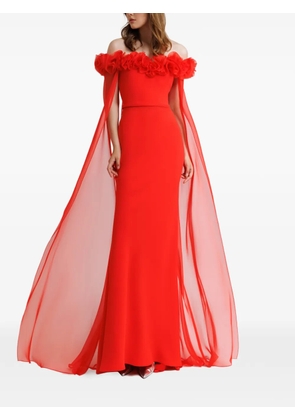Gemy Maalouf off-the-shoulder flower-embellished maxi dress - Red