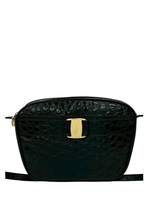Ferragamo Pre-Owned 2010-2025 Croc Embossed Leather Vara crossbody bag - Black