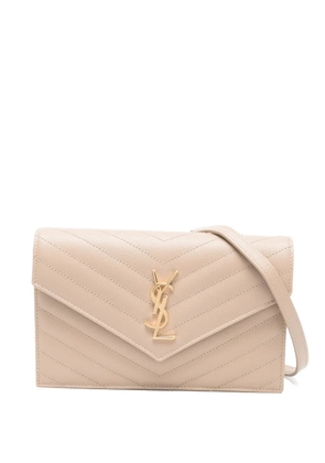 Saint Laurent Cassandre chain-strap leather shoulder bag - Neutrals