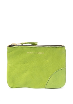Comme Des Garçons Wallet washed zip-up leather pouch - Green