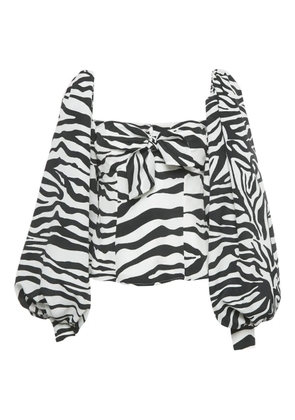 The Attico animal-print bow-detail blouse - White