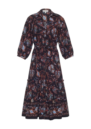 Cara Cara Hutton tiered print midi dress - Black