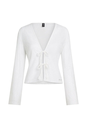 Karl Lagerfeld signature crochet beach top - White