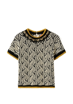 La DoubleJ patterned beaded top - Black