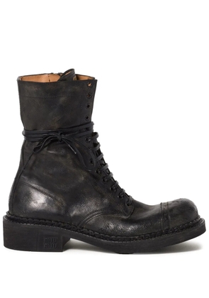 Miu Miu lace-up leather boots - Black