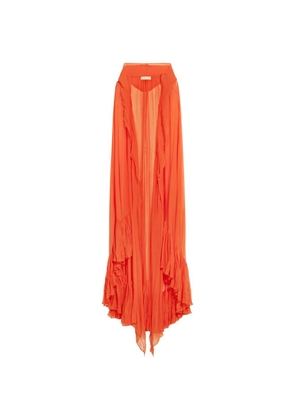 Blumarine hooded ruffled cape - Orange