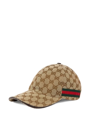 Gucci pattern striped-detail cap - Brown