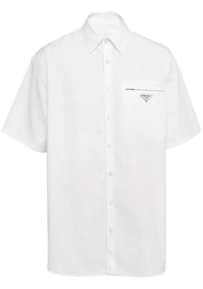 Prada short-sleeve triangle-logo cotton shirt - White