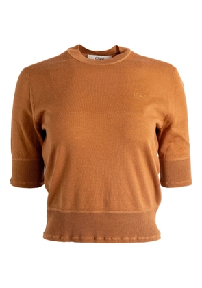 Chloé short-sleeve wool top - Brown