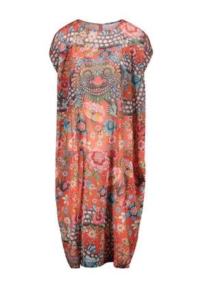 Junya Watanabe midi printed tunic dress - Orange