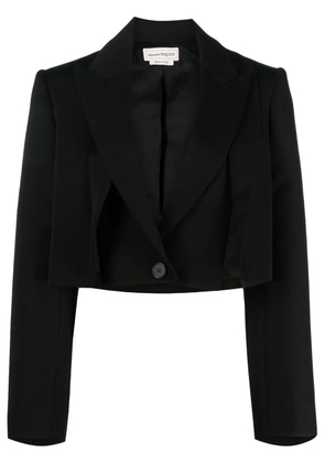 Alexander McQueen cropped wool blazer - Black