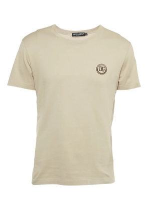 Dolce & Gabbana Pre-Owned logo-embroidered T-shirt - Neutrals