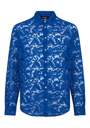 DSQUARED2 rebrodé-lace long-sleeve shirt - Blue