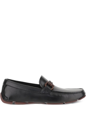 Ferragamo Gancini-detail leather loafers - Black