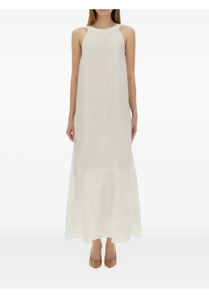 120% Lino round-neck tiered dress - White