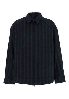 Juun.J striped zip-front shirt - Black