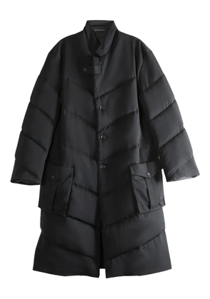 Yohji Yamamoto quilted diagonal-seam coat - Black