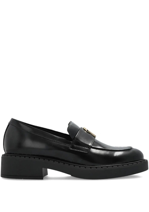 Furla platform leather loafers - NERO
