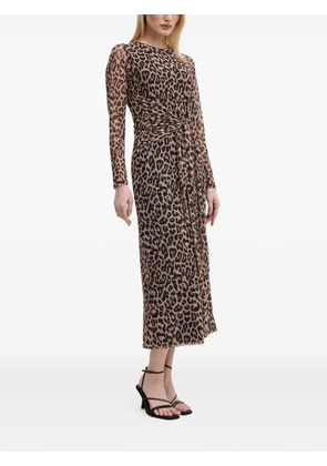 NEVER FULLY DRESSED leopard-print tie-front midi dress - Brown