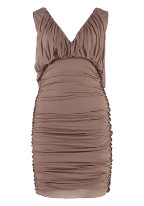 Saint Laurent ruched V-neck minidress - Pink