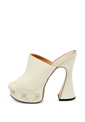 Gucci Pre-Owned GG cream platform leather sandals - Neutrals
