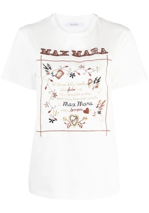 Max Mara embroidered-slogan T-shirt - White