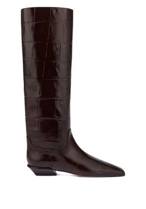 Paris Texas croco-embossed leather boots - Brown