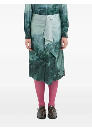 Pierre-Louis Mascia silk-blend ruffled skirt - Blue