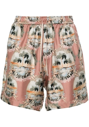AMIRI graphic-print silk shorts - Pink