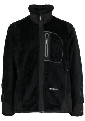 and Wander logo-embroidered fleece jacket - Black