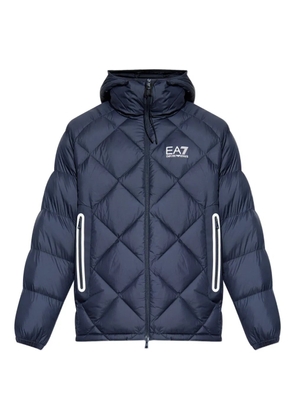Ea7 Emporio Armani diamond-quilted hooded jacket - Blue