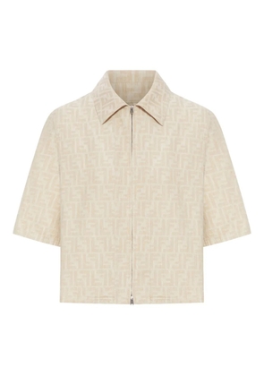 FENDI FF logo chambray jacket - Neutrals