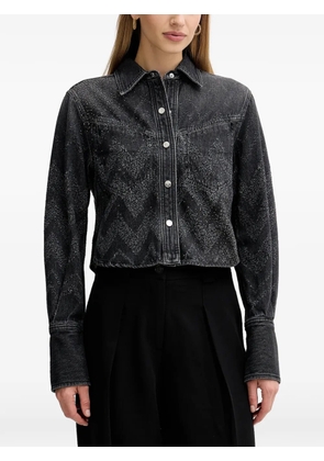 BOSS crystal-embellished denim shirt - Black